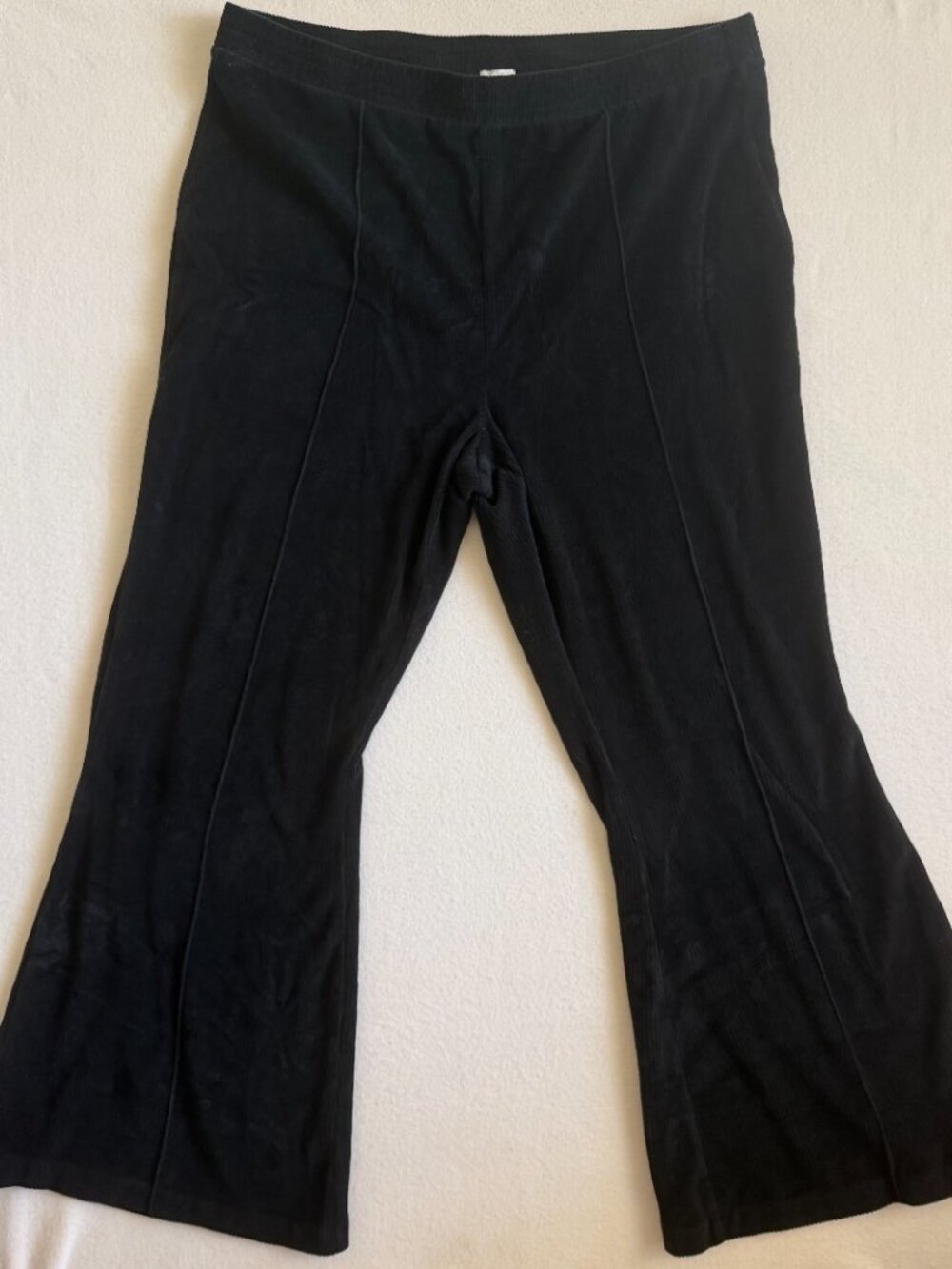 Aerie Pants Women's Size XXL Black Flare Stretch Ribbed Pull-On High Rise Comfy